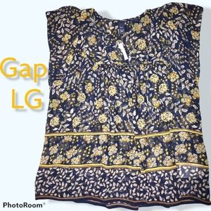 Gap large top sheer navy gold yellow